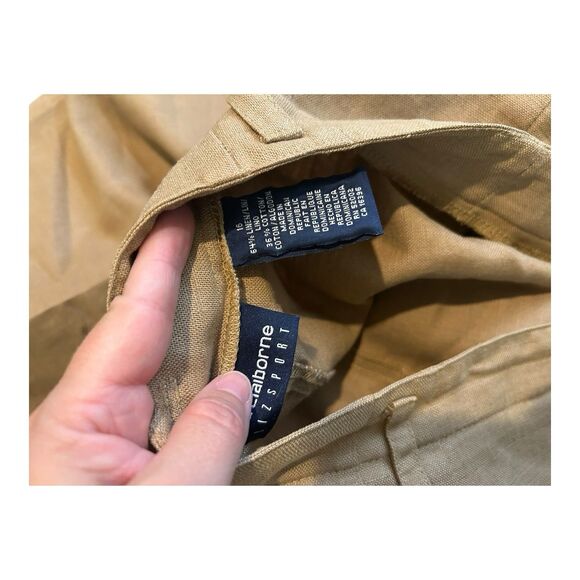 Liz Claiborne VTG High Rise Pleated Linen Blend Trousers Pants Brown Sz 16 - Picture 4 of 4